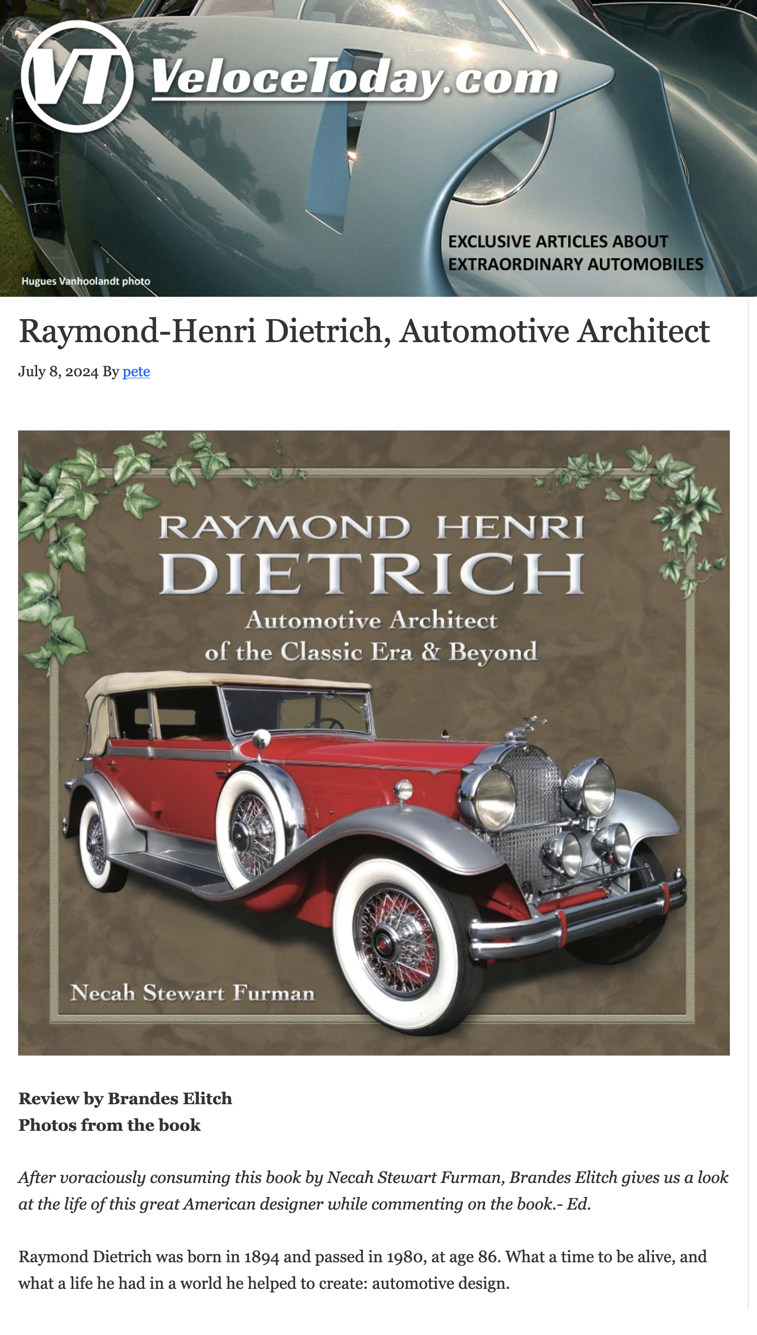 "Raymond Henri Dietrich: Automotive Architect of the Classic Era and Beyond" by Necah Stewart Furman